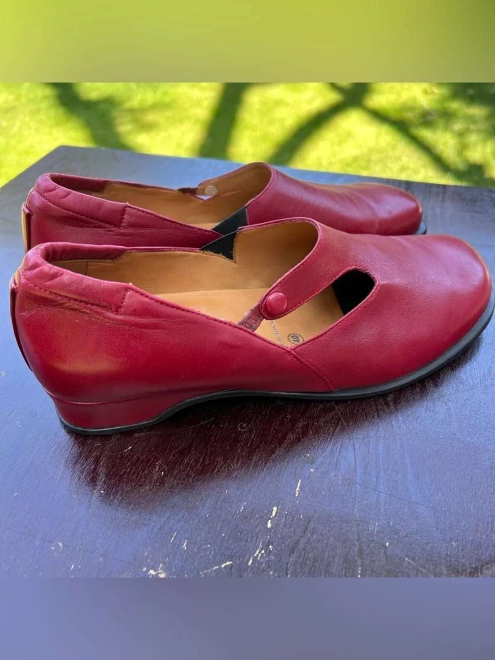 1803 Footwear Handmade Leather Red Mary Jane Style Shoe Size EU 40/US 9